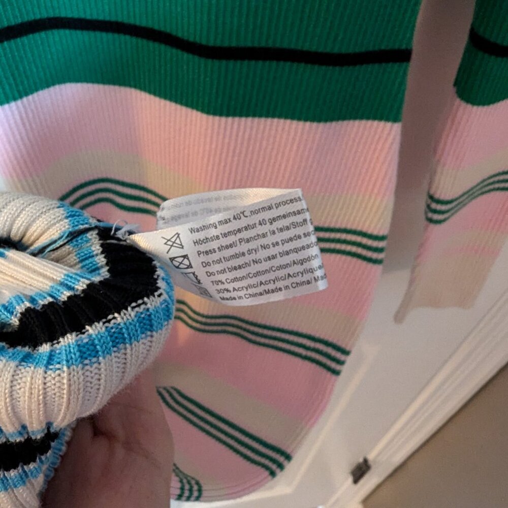Striped Ribbed Sweater Dress, Size Small - Picture 4 of 4